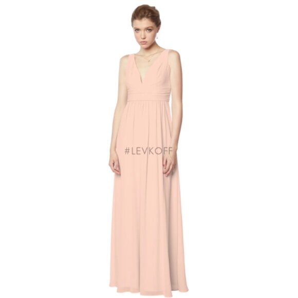 NWT Petal Pink Chiffon V-Neck Gown- Style 7136- Size 20 (Extra Length) - Picture 1 of 2